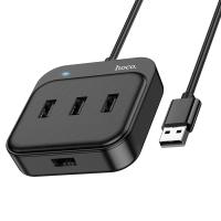 USB HUB разветвитель HOCO HB31 Easy 4 в 1 USB2.0 (m) - 4xUSB2.0 (f), 20 см, черный