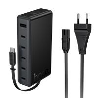 Сетевое зарядное устройство HOCO C151A Modern 1xUSB + 6xUSB-C с Кабелем Type-C, 3A, 70W, черный оптом Сетевое зарядное устройство HOCO C151A Modern 1xUSB + 6xUSB-C с Кабелем Type-C, 3A, 70W, черный
