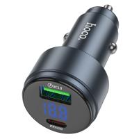 Автомобильное зарядное устройство HOCO Z57B Glorious, 1xUSB + 1xUSB-C, 63W, серый металлик оптом Автомобильное зарядное устройство HOCO Z57B Glorious, 1xUSB + 1xUSB-C, 63W, серый металлик