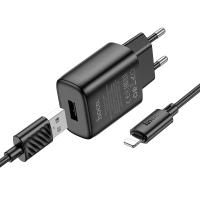 Сетевое зарядное устройство HOCO C134A Solid 1xUSB с Кабелем USB - Lightning, 2.4A, черный оптом Сетевое зарядное устройство HOCO C134A Solid 1xUSB с Кабелем USB - Lightning, 2.4A, черный