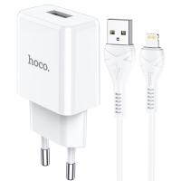 Сетевое зарядное устройство HOCO N9 Especial 1xUSB с Кабелем USB - Lightning, 2.1A, 10W, белый