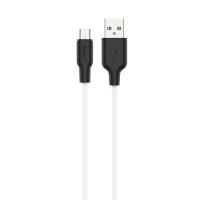 Кабель USB HOCO X21 Plus Silicone USB - MicroUSB, 2.4А, 1 м, белый+черный