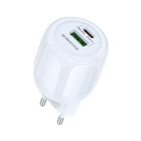 Сетевое зарядное устройство BOROFONE BA94A Lustrous 1xUSB + 1xUSB-C, 3A, 30W, синий