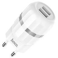 Сетевое зарядное устройство HOCO C41A Wisdom 2xUSB, 2.4A, 10.8W, белый