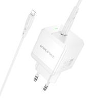 Сетевое зарядное устройство BOROFONE BN18 Intenso 1xUSB-C с Кабелем Type-C - Lightning, 20W, белый
