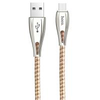 Кабель USB HOCO U56 Metal armor USB - MicroUSB, 2.4А, 1.2 м, золотой