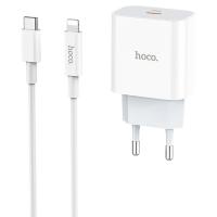 Сетевое зарядное устройство HOCO C76A Plus Speed 1xUSB-C с Кабелем Type-C - Lightning, 3A, 20W, белый