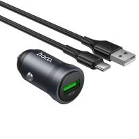 Автомобильное зарядное устройство HOCO Z62 Energy, 1xUSB с Кабелем USB - Type-C, 18W, серый металлик оптом Автомобильное зарядное устройство HOCO Z62 Energy, 1xUSB с Кабелем USB - Type-C, 18W, серый металлик