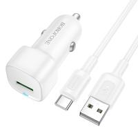 Автомобильное зарядное устройство BOROFONE BZ34 Cloud, 1xUSB с Кабелем USB - Type-C, 18W, белый