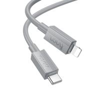 Кабель USB-C HOCO X107 Favor Type-C - Lightning, 27W, 1 м, серый