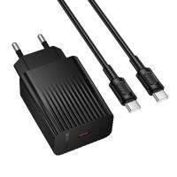 Сетевое зарядное устройство BOROFONE BAS73A Source 1xUSB-C с Кабелем Type-C - Type-C, 20W, черный
