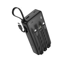 Портативный аккумулятор HOCO J146B Night, встроенный кабель Lightning + Type-C + MircoUSB, 30000 мА⋅ч, черный