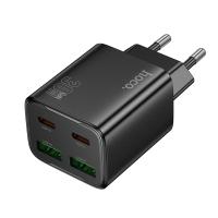 Сетевое зарядное устройство HOCO N56 Fundador 2xUSB + 2xUSB-C, 3A, 30W, черный оптом Сетевое зарядное устройство HOCO N56 Fundador 2xUSB + 2xUSB-C, 3A, 30W, черный