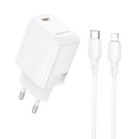 Сетевое зарядное устройство BOROFONE BN26 Fuente 1xUSB-C с Кабелем Type-C - Lightning, 20W, белый