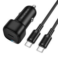Автомобильное зарядное устройство BOROFONE BZ34A Cloud, 1xUSB-C с Кабелем Type-C - Type-C, 20W, черный