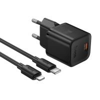 Сетевое зарядное устройство HOCO N66 Ingenious 1xUSB-C с Кабелем Type-C - Lightning, 35W, черный оптом Сетевое зарядное устройство HOCO N66 Ingenious 1xUSB-C с Кабелем Type-C - Lightning, 35W, черный
