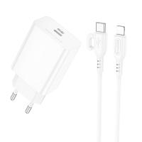 Сетевое зарядное устройство BOROFONE BA21A Prob Long journey 1xUSB-C с Кабелем Type-C - Lightning, 20W, белый