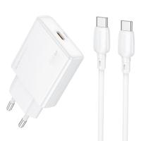 Сетевое зарядное устройство BOROFONE BN23 Wish 1xUSB-C с Кабелем Type-C - Type-C, 20W, белый