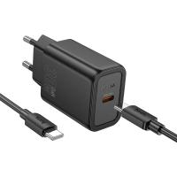 Сетевое зарядное устройство HOCO N62 Gentle 1xUSB-C с Кабелем Type-C - Type-C, 30W, черный оптом Сетевое зарядное устройство HOCO N62 Gentle 1xUSB-C с Кабелем Type-C - Type-C, 30W, черный