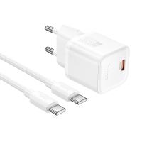 Сетевое зарядное устройство HOCO N66 Ingenious 1xUSB-C с Кабелем Type-C - Type-C, 35W, белый оптом Сетевое зарядное устройство HOCO N66 Ingenious 1xUSB-C с Кабелем Type-C - Type-C, 35W, белый