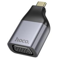 Переходник/Адаптер HOCO UA34 Type-C (m) - VGA (f), серый металлик оптом Переходник/Адаптер HOCO UA34 Type-C (m) - VGA (f), серый металлик