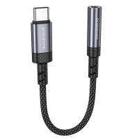 Переходник/Адаптер BOROFONE BV24 Graceful Type-C (m) - Jack 3,5 (f), 15 см, серый металлик