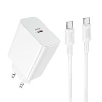 Сетевое зарядное устройство BOROFONE BA107A Stellar 1xUSB-C с Кабелем Type-C - Type-C, 30W, белый