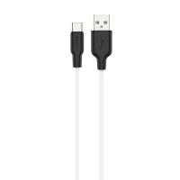 Кабель USB HOCO X21 Plus Silicone USB - Type-C, 3A, 1 м, белый+черный