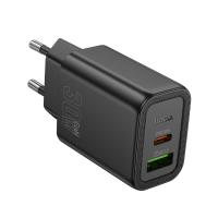 Сетевое зарядное устройство HOCO N63 Gentle 1xUSB + 1xUSB-C, 3A, 30W, черный оптом Сетевое зарядное устройство HOCO N63 Gentle 1xUSB + 1xUSB-C, 3A, 30W, черный
