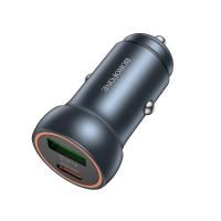 Автомобильное зарядное устройство BOROFONE BZ32A Fresh, 1xUSB + 1xUSB-C, 3A, 30W, серый металлик