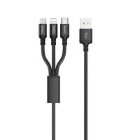 Кабель USB HOCO X14 Times speed 3 в 1 USB - Type-C + Lightning + MicroUSB, 2А, 1 м, черный