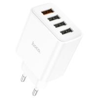 Сетевое зарядное устройство HOCO C102A Fuerza 4xUSB, 2.1A, 18W, белый