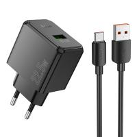 Сетевое зарядное устройство HOCO CS17A Wish 1xUSB с Кабелем USB - Type-C, 2.4A, 22.5W, черный оптом Сетевое зарядное устройство HOCO CS17A Wish 1xUSB с Кабелем USB - Type-C, 2.4A, 22.5W, черный