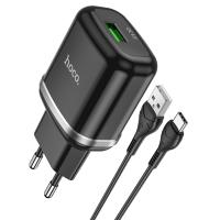Сетевое зарядное устройство HOCO N3 Special 1xUSB с Кабелем USB - Type-C, 3A, 18W, черный