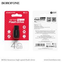 USB флеш-накопитель BOROFONE BUD2, USB 2.0, 4GB, черный