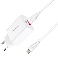 Сетевое зарядное устройство BOROFONE BA21A Long journey 1xUSB с Кабелем USB - Micro, 3A, 18W, белый