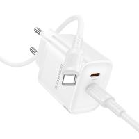 Сетевое зарядное устройство BOROFONE BA85A Flare star 2xUSB-C с Кабелем Type-C - Type-C, 35W, белый