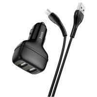 Автомобильное зарядное устройство HOCO Z36 Leader, 2xUSB с Кабелем USB - Micro, 2.4A, черный