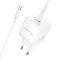 Сетевое зарядное устройство BOROFONE BN18 Intenso 1xUSB-C с Кабелем Type-C - Type-C, 20W, белый