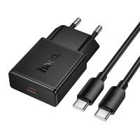 Сетевое зарядное устройство HOCO N72 Speed 1xUSB-C с Кабелем Type-C - Type-C, 20W, черный оптом Сетевое зарядное устройство HOCO N72 Speed 1xUSB-C с Кабелем Type-C - Type-C, 20W, черный