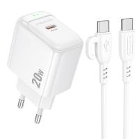 Сетевое зарядное устройство BOROFONE BAS43A Potential 1xUSB-C с Кабелем Type-C - Type-C, 20W, белый