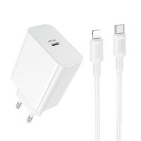 Сетевое зарядное устройство BOROFONE BA107A Stellar 1xUSB-C с Кабелем Type-C - Lightning, 30W, белый
