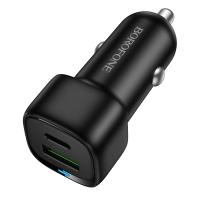 Автомобильное зарядное устройство BOROFONE BZ34B Cloud, 1xUSB + 1xUSB-C, 38W, черный
