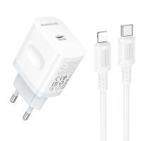 Сетевое зарядное устройство BOROFONE BA99A Breeze 1xUSB-C с Кабелем Type-C - Lightning, 20W, белый