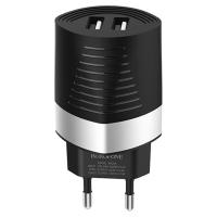 Сетевое зарядное устройство BOROFONE BA26A Mighty 2xUSB, 2.4A, черный