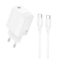 Сетевое зарядное устройство BOROFONE BN28 Fuente 1xUSB-C с Кабелем Type-C - Type-C, 30W, белый