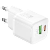 Сетевое зарядное устройство HOCO N65 Ingenious 1xUSB + 1xUSB-C, 3A, 20W, белый оптом Сетевое зарядное устройство HOCO N65 Ingenious 1xUSB + 1xUSB-C, 3A, 20W, белый