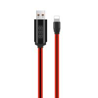 Кабель USB HOCO U29 LED displayed timing USB - Lightning, 2А, 1.2 м, красный+черный