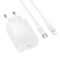 Сетевое зарядное устройство BOROFONE BAS75A Source 1xUSB-C с Кабелем Type-C - Lightning, 30W, белый