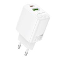 Сетевое зарядное устройство BOROFONE BN27 Fuente 1xUSB + 1xUSB-C, 3A, 20W, белый